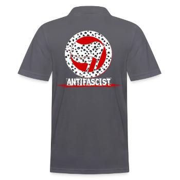Antifaschistische Blumen Antifa Alerta - Männer Poloshirt - Anthrazit - Hinten - Nico (186cm)