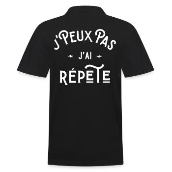 je peux pas j'ai répète idée cadeau humour musique - Polo Homme - noir - Dos - Kai (181cm)
