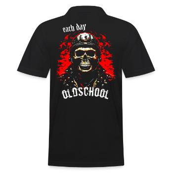 Oldschool every day - Men's Polo Shirt - black - Back - Kai (181cm)