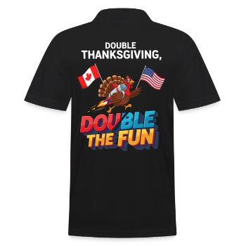 Double Thanksgiving Fun - Men's Polo Shirt - black - Back - Kai (181cm)