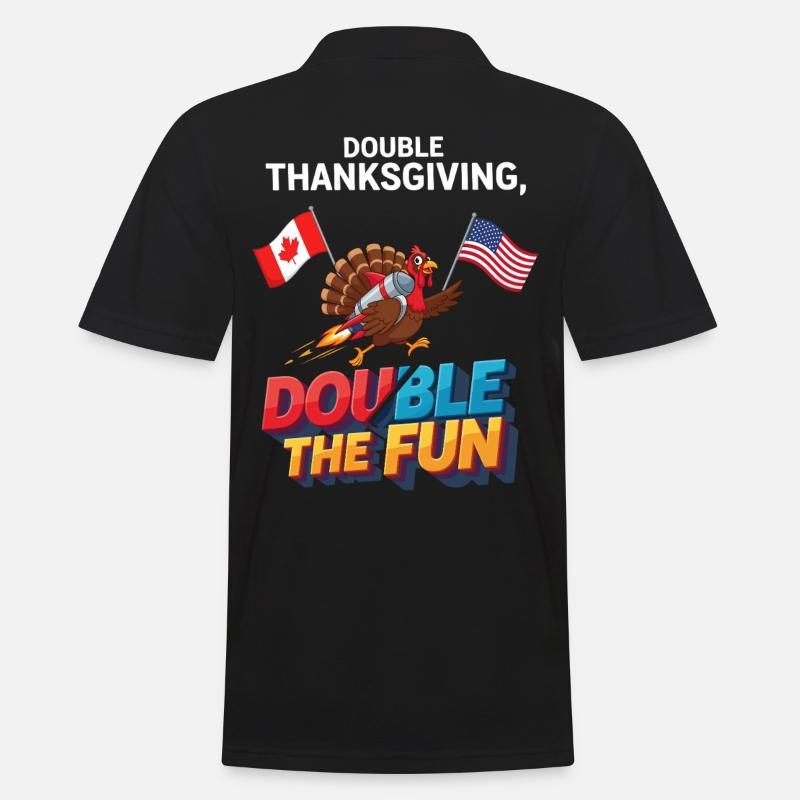 Double Thanksgiving Fun - Männer Poloshirt - Schwarz