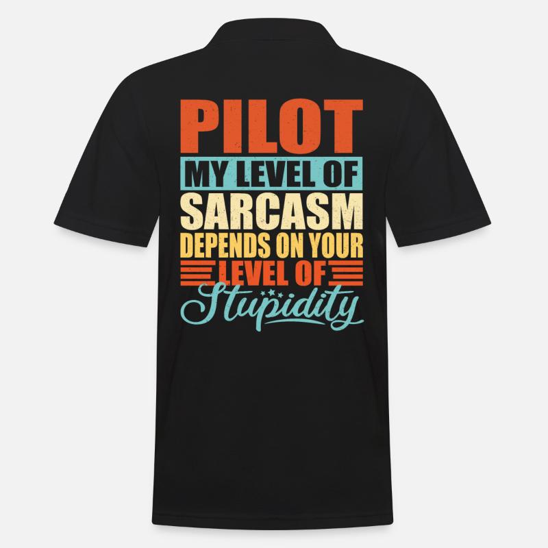 Pilot sarkasmus Lustiger Pilot - Männer Poloshirt - Schwarz