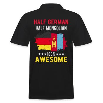 Half German half Mongolian - Men's Polo Shirt - black - Back - Kai (181cm)