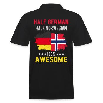 Halb Deutsch Halb Norweger - Männer Poloshirt - Schwarz - Hinten - Kai (181cm)