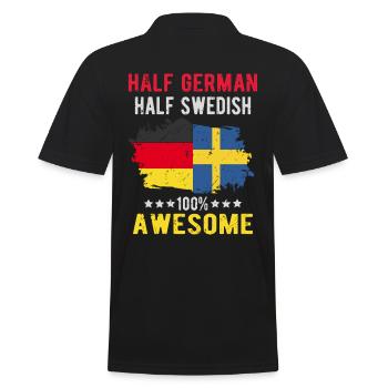 Halb Deutsch Halb Schwede - Männer Poloshirt - Schwarz - Hinten - Kai (181cm)