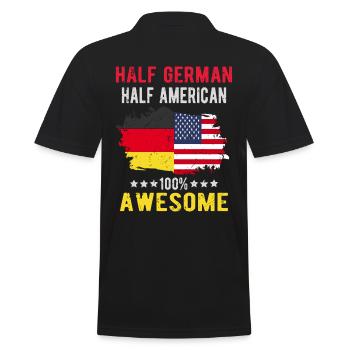Halb Deutsch Halb Amerikaner - Männer Poloshirt - Schwarz - Hinten - Kai (181cm)