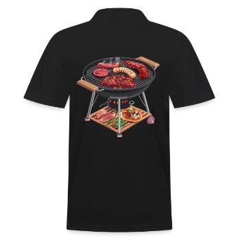 Le plaisir du barbecue en 2D : Sizzling Barbecue Delicatessen - Polo Homme - noir - Dos - Kai (181cm)