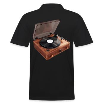 Klassiker auf Platte: Eine zweidimensionale Illust - Männer Poloshirt - Schwarz - Hinten - Kai (181cm)