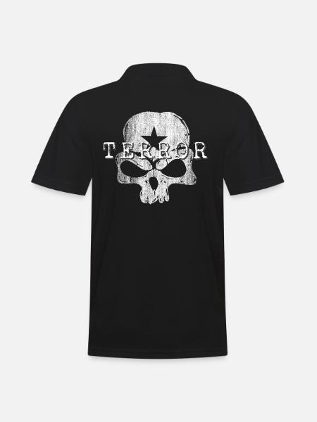 TERROR STAR RED LEFT SKULL - Men's Polo Shirt - black