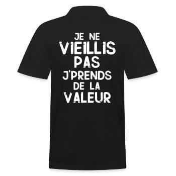 Cadeau Anniversaire rigolo phrase humoristique - Polo Homme - noir - Dos - Kai (181cm)