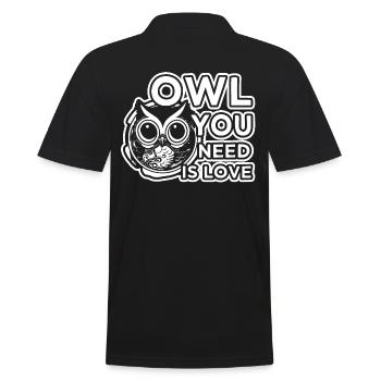 Liebe Witzig Funshirt Eule Eulen Vogel - Männer Poloshirt - Schwarz - Hinten - Kai (181cm)
