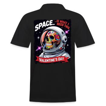 Space is what I Need this Valentines Day Skull - Men's Polo Shirt - black - Back - Kai (181cm)
