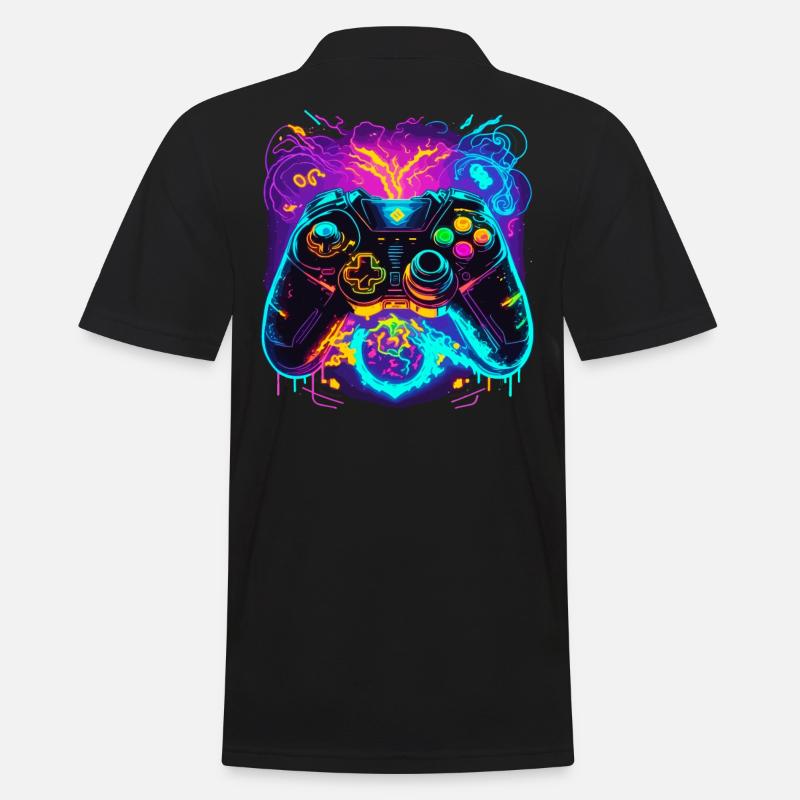 Power Graffiti Gaming Controller - Männer Poloshirt - Schwarz