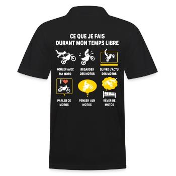 moto motard passion moto cadeau humour moto - Polo Homme - noir - Dos - Kai (181cm)