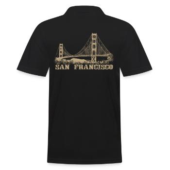 San Francisco Golden Gate Bridge Brücke USA - Männer Poloshirt - Schwarz - Hinten - Kai (181cm)