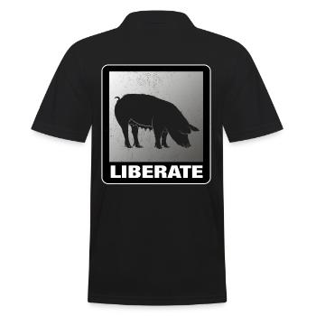 Liberate Vegan Animal Liberation - Men's Polo Shirt - black - Back - Kai (181cm)