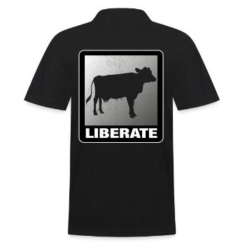 Liberate Vegan Animal Liberation Cow - Men's Polo Shirt - black - Back - Kai (181cm)