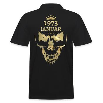 Januar 1973 Totenkopf Gold - Männer Poloshirt - Schwarz - Hinten - Kai (181cm)