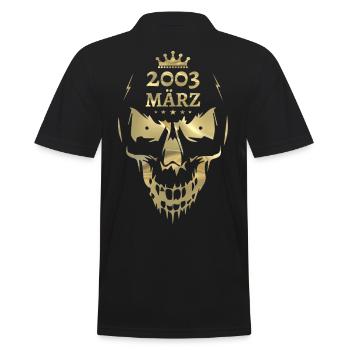 März 2023 Totenkopf Gold - Männer Poloshirt - Schwarz - Hinten - Kai (181cm)
