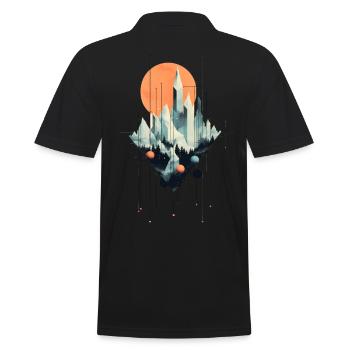 Geometrische Kristall Stadt - Surreales Artwork - Männer Poloshirt - Schwarz - Hinten - Kai (181cm)