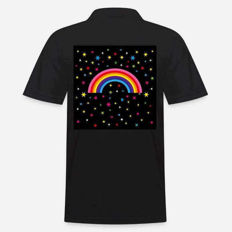 12 Regenbogen Sternenhimmel - Männer Poloshirt - Schwarz