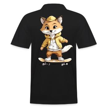 Fox Rides Skateboard Skater - Men's Polo Shirt - black - Back - Kai (181cm)