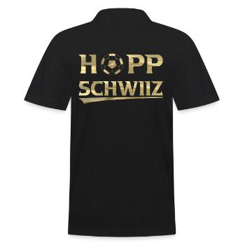 Hopp Schwiiz - Männer Poloshirt - Schwarz - Hinten - Kai (181cm)