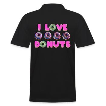 Ich liebe Donuts - Männer Poloshirt - Schwarz - Hinten - Kai (181cm)