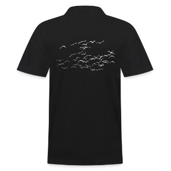 Greylag goose Greylag geese Birds flock of birds - Men's Polo Shirt - black - Back - Kai (181cm)