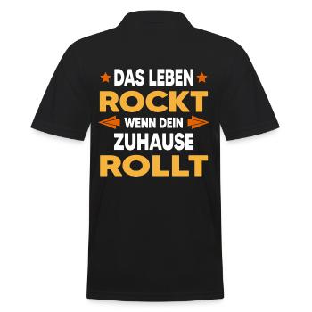 Wohnmobil camper Stellplatz WoMo outdoor mobil - Männer Poloshirt - Schwarz - Hinten - Kai (181cm)