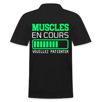 MUSCLES EN COURS idée cadeau humour - Polo Homme - noir - Dos - Kai (181cm)