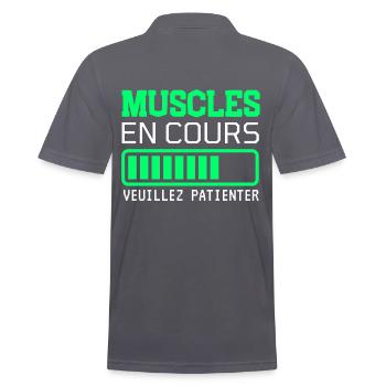 MUSCLES EN COURS idée cadeau humour - Polo Homme - charbon - Dos - Nico (186cm)