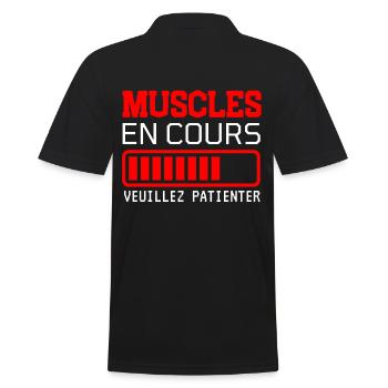 MUSCLES EN COURS DE FABRICATION idée cadeau humour - Polo Homme - noir - Dos - Kai (181cm)