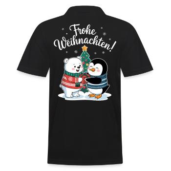 Frohe Weihnachten Eisbär Pinguin süß Bescherung - Männer Poloshirt - Schwarz - Hinten - Kai (181cm)