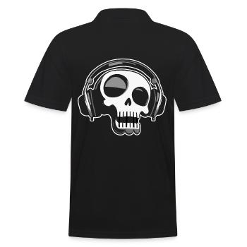 Retro Skull with Headphones Art Design - Men's Polo Shirt - black - Back - Kai (181cm)