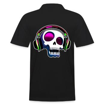 Crazy Skull with Headphones Art - Men's Polo Shirt - black - Back - Kai (181cm)