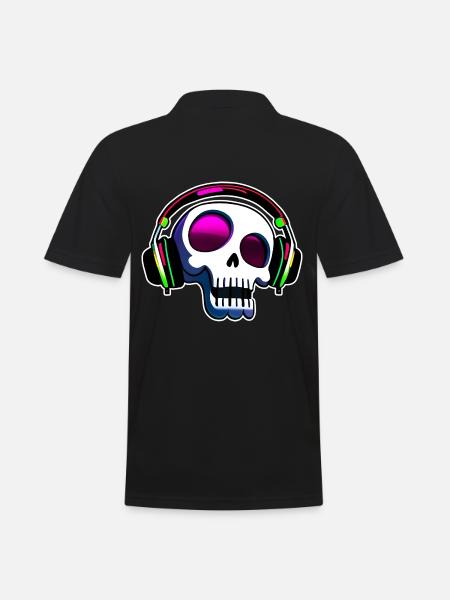 Crâne fou avec casque Art - Polo Homme - noir