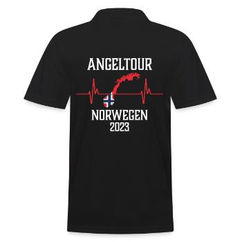 Angeltour Norwegen 2023 - Männer Poloshirt - Schwarz - Hinten - Kai (181cm)
