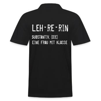 LEHRERIN Spruch Lexikon - Männer Poloshirt - Schwarz - Hinten - Kai (181cm)