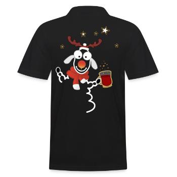 Glühwein - Männer Poloshirt - Schwarz - Hinten - Kai (181cm)