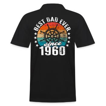Bester Papa der Welt seit 1960 Kapitän - Männer Poloshirt - Schwarz - Hinten - Kai (181cm)