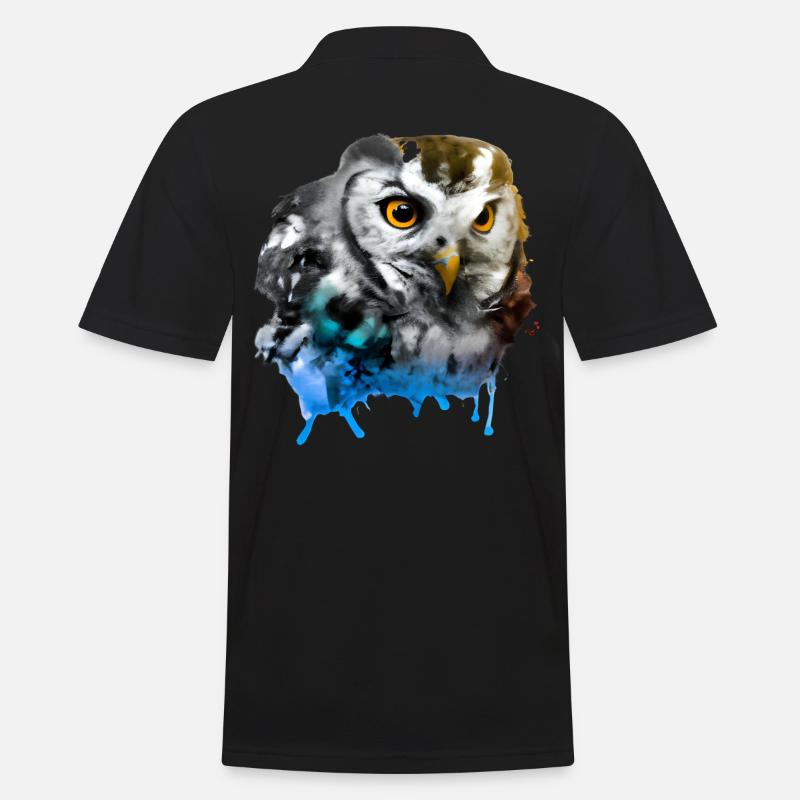 Bunte Eule - Männer Poloshirt - Schwarz