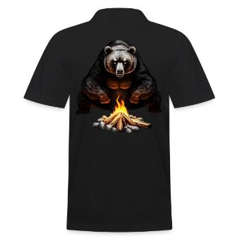 Cozy bear at the campfire - Men's Polo Shirt - black - Back - Kai (181cm)