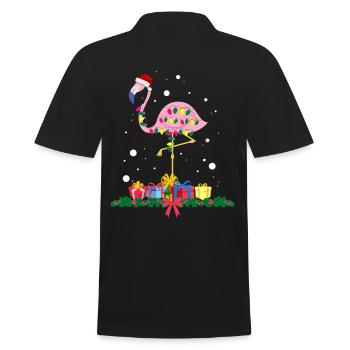 Flamingo-Weihnachten. Weihnachtsgeschenk - Männer Poloshirt - Schwarz - Hinten - Kai (181cm)