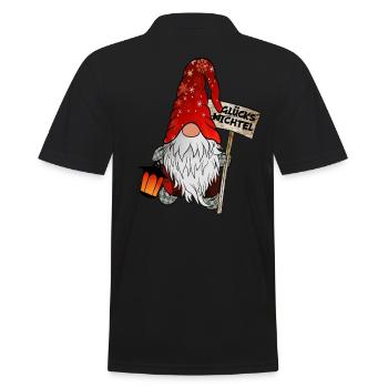 Glücks Wichtel – Weihnachtsgnom - Männer Poloshirt - Schwarz - Hinten - Kai (181cm)