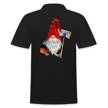 Blaulicht Wichtel Weihnachtsgnom - Männer Poloshirt - Schwarz - Hinten - Kai (181cm)