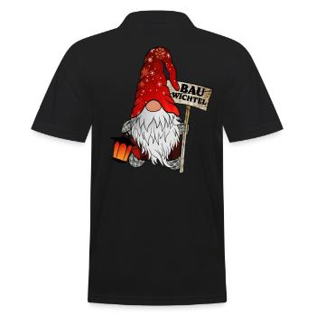 Bau Wichtel – Bauarbeiter Gnome - Männer Poloshirt - Schwarz - Hinten - Kai (181cm)