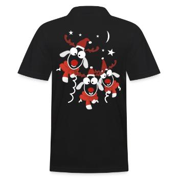 Rentier Weihnachten - Männer Poloshirt - Schwarz - Hinten - Kai (181cm)
