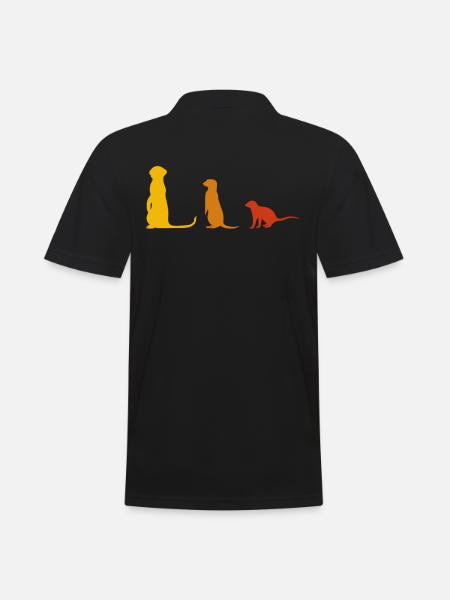 3 süße Nagetiere Erdmännchen Wiesel Frettchen - Männer Poloshirt - Schwarz