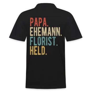 Florist Papa Ehemann Held - Männer Poloshirt - Schwarz - Hinten - Kai (181cm)